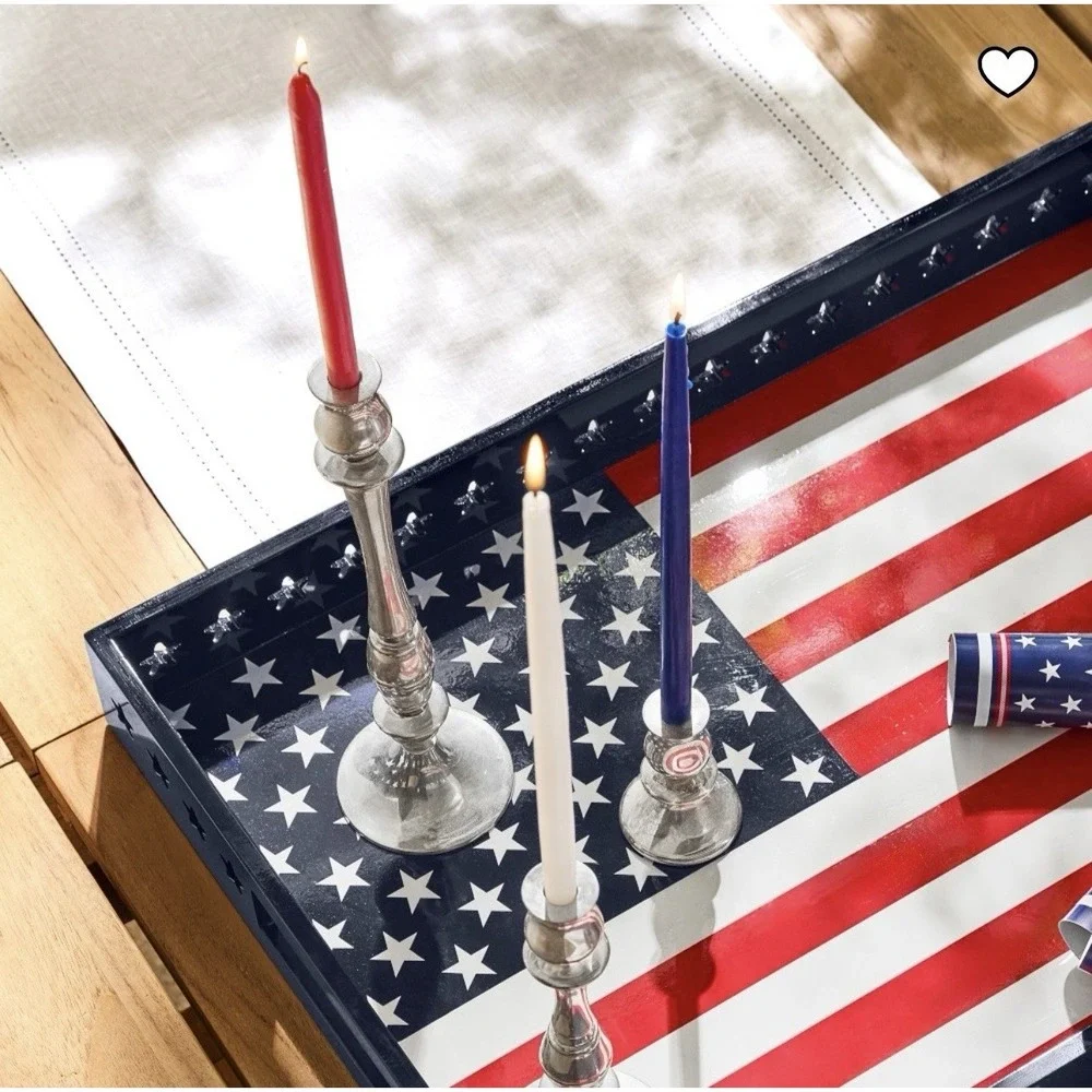Williams Sonoma Americana Tiny Taper Candles Set of 12‎ Red White Blue NIB